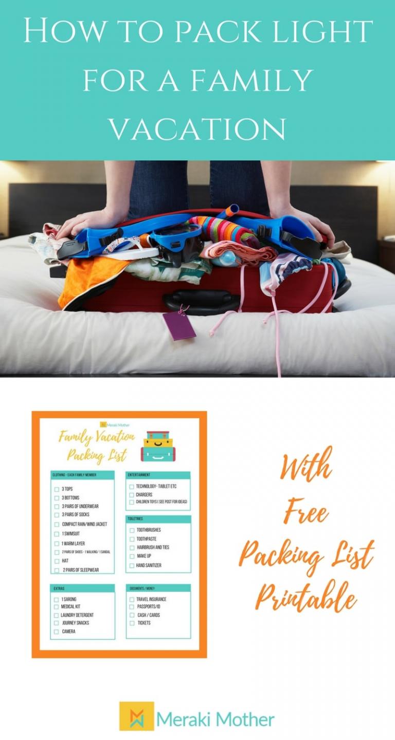 How to Pack Light for a Family Vacation - Meraki Mother