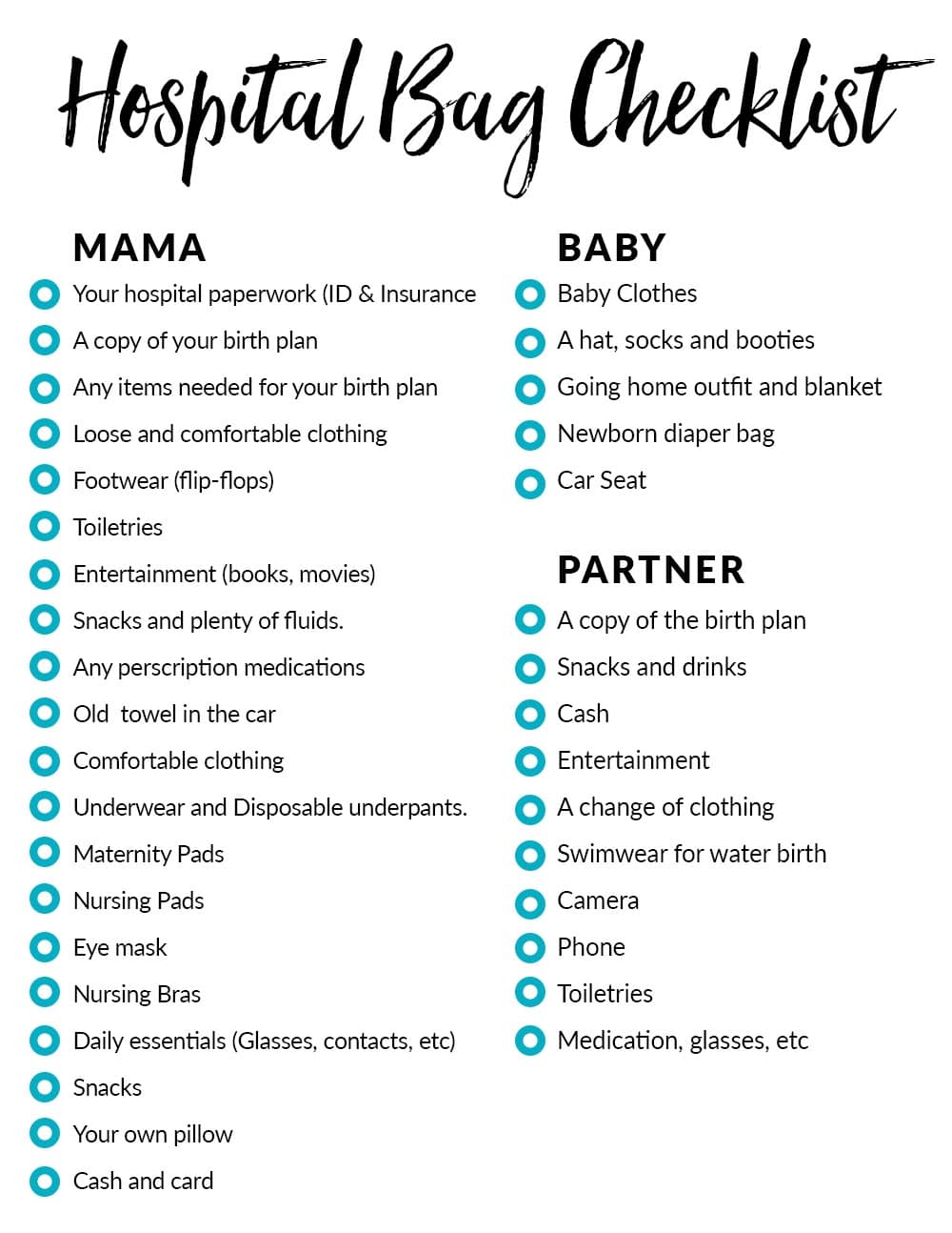 This Ultimate Hospital Bag Checklist will help you be prepared for everything you need to welcome your new baby! 