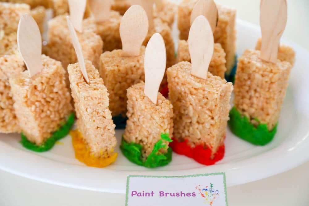 Art themed Birthday party Paint colors Party favors. Paint brush