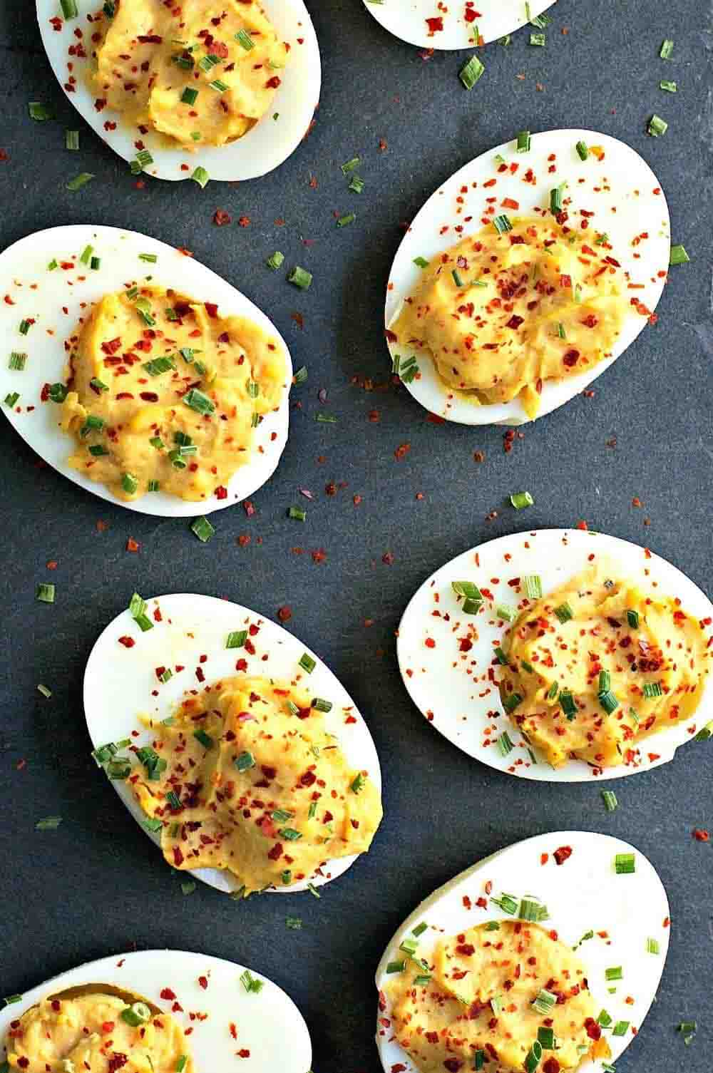 Meraki Mother Tasty Kid-Friendly Keto Snack Recipes - Savoury keto snack recipe- Spicy Devilled Eggs