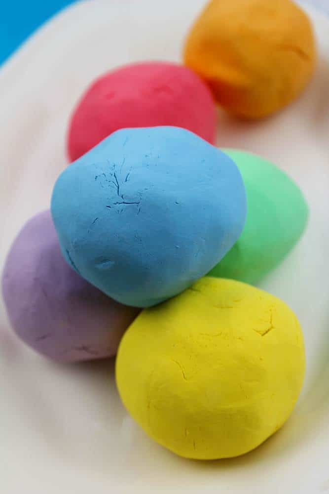 rainbow homemade playdough without cream of tartar