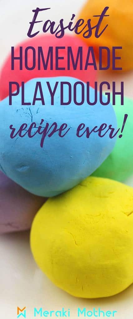 Easy DIY homemade playdough recipe without cream of tartar