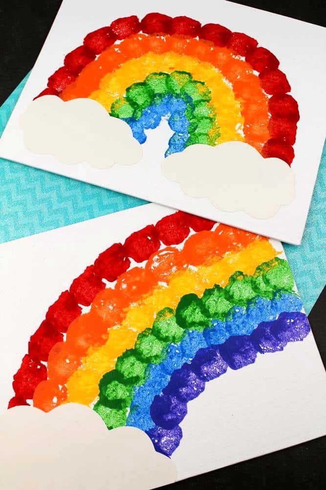 Rainbow Cotton Ball Crafts for Kids