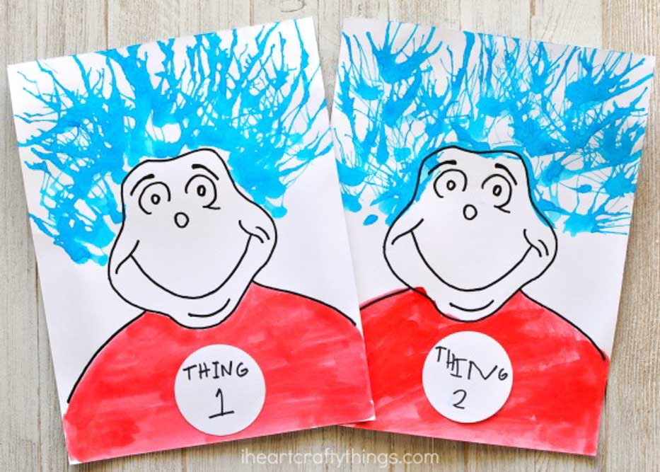 Meraki-Mother-easy dr seuss crafts for kids, cat in the hat thing 1 and thing 2