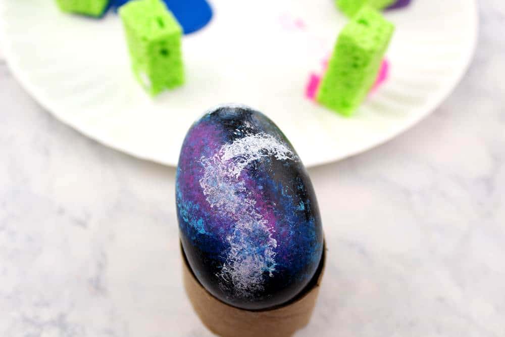 adding paint to the galaxy eggs