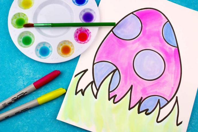 Simple Easter egg watercolor kids Craft  Using Sharpies