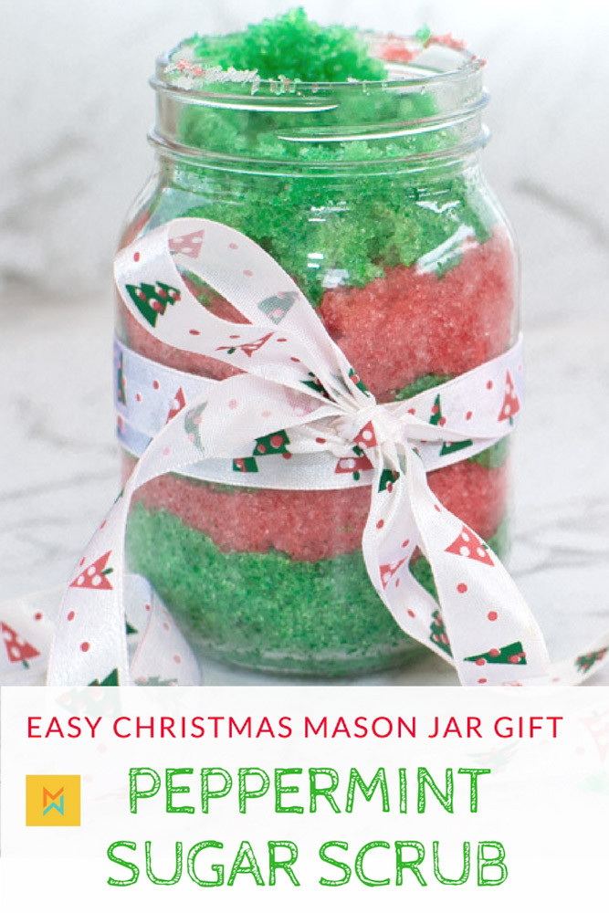 Easy Christmas Mason Jar Gift Peppermint Sugar Scrub