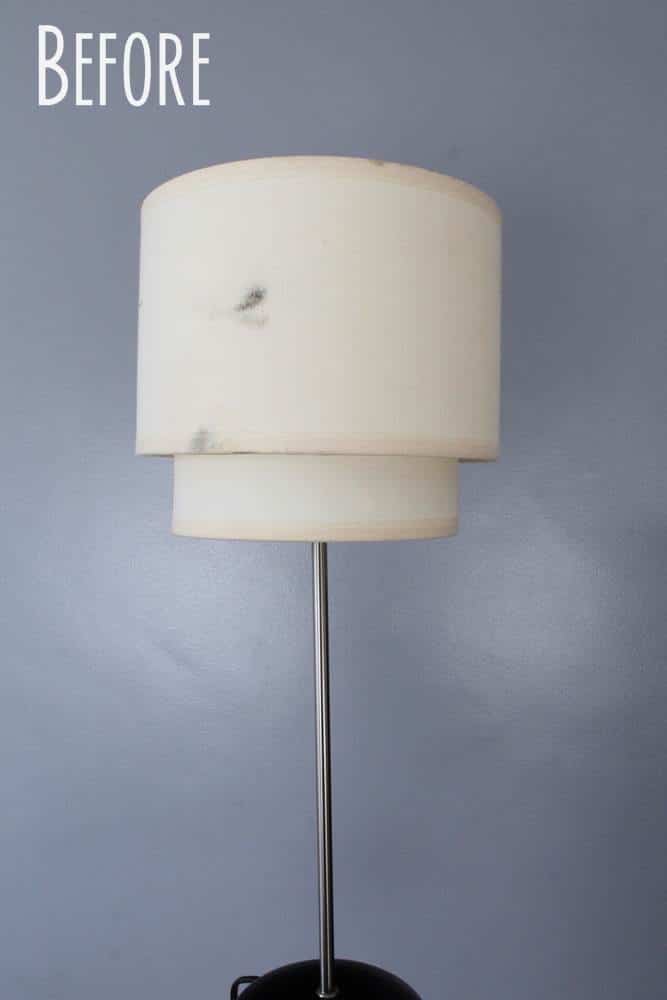 Old fashioned lamp shade before recovering