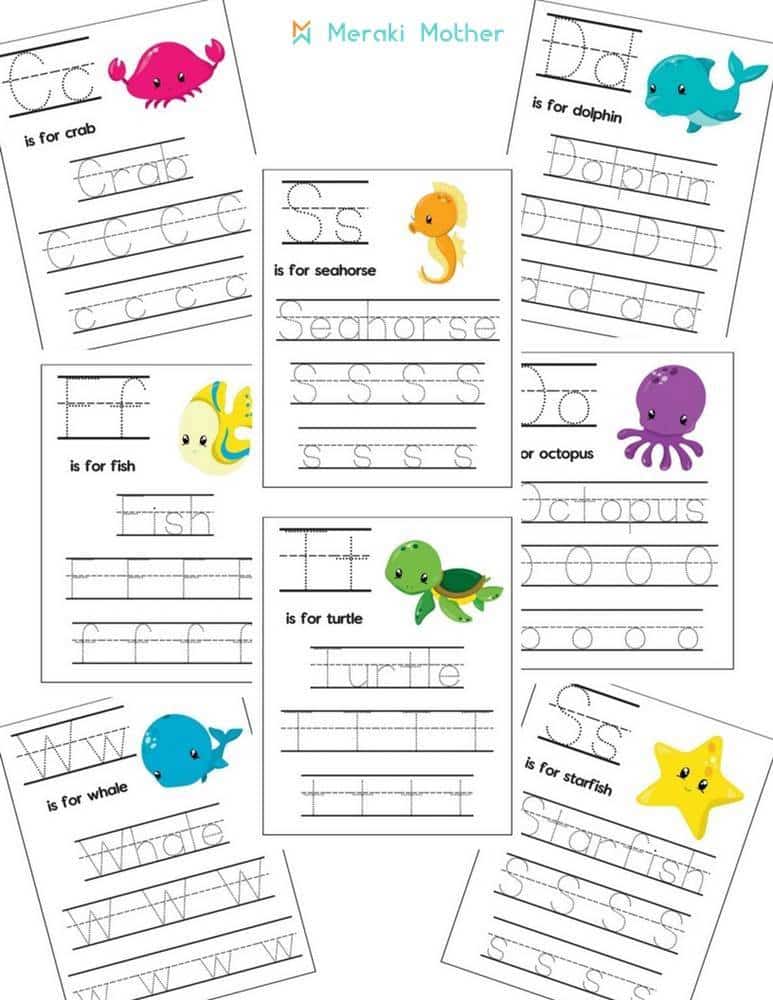 Sea animals letters activity