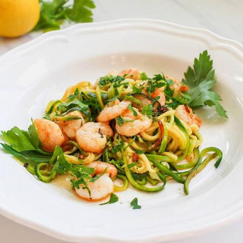 quick keto meal garlic shrimp zucchini noodles