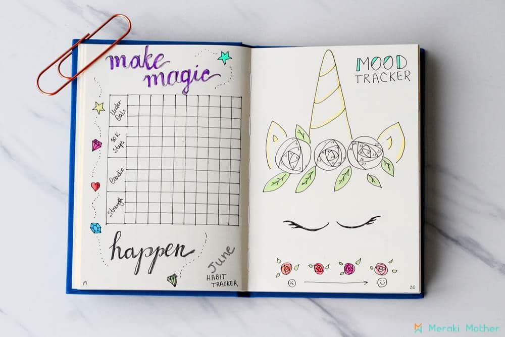 bullet journal habit and mood tracker