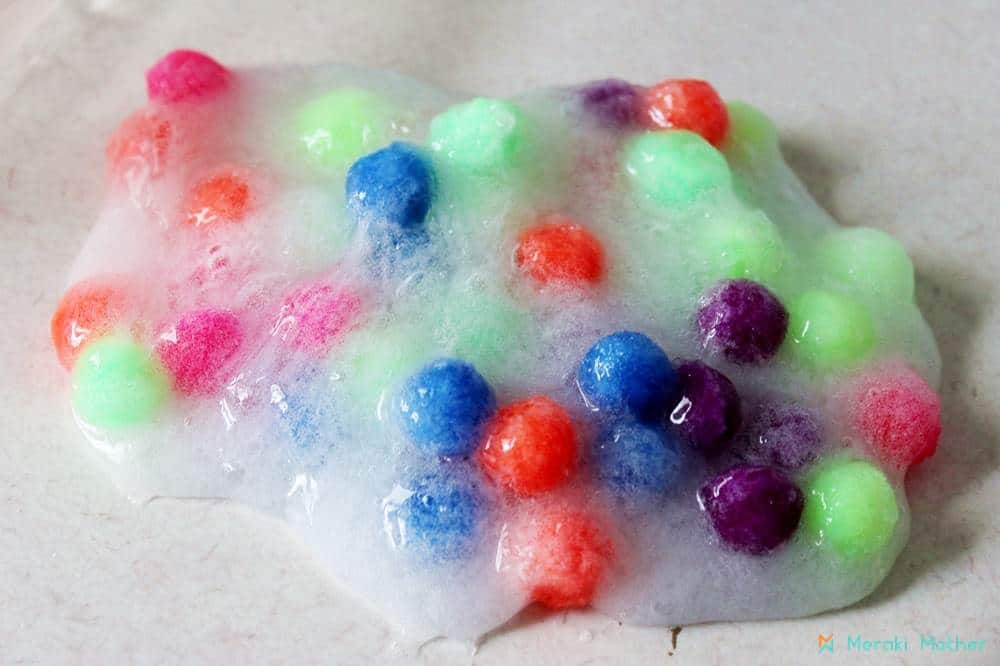 Easy Slime Recipe With PomPoms - Meraki Mother