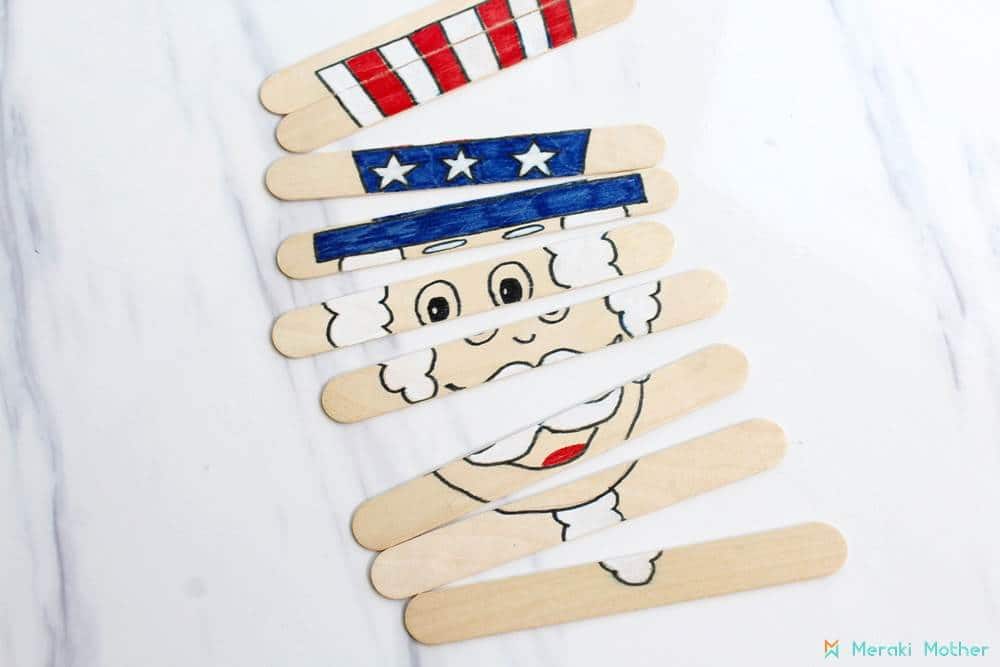 Popsicle Stick Uncle Sam Patriotic Craft