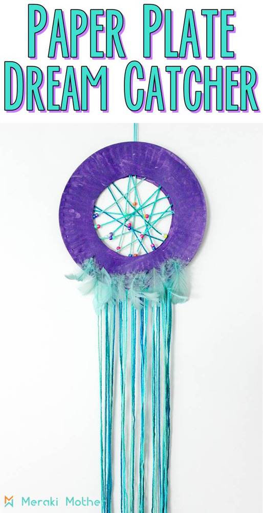 paper plate dream catcher for kids