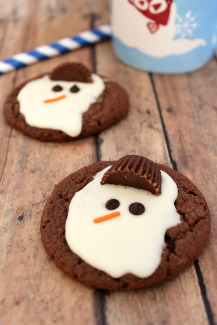 melted snowman decorated christmas sugar cookies