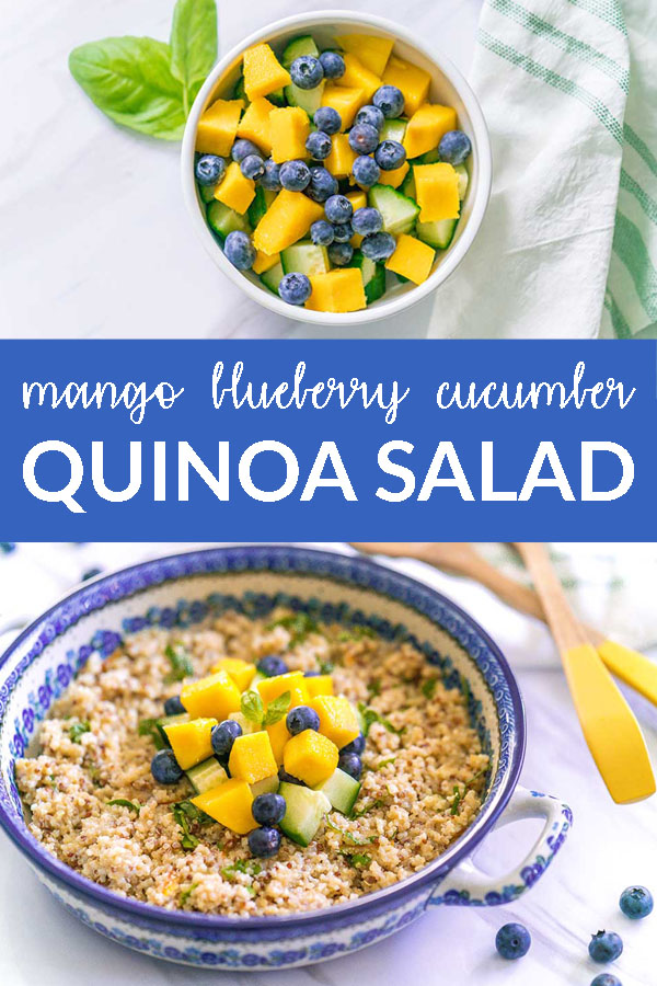 Zesty Quinoa Salad with Mango Blueberries Cucumbers