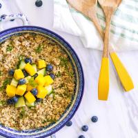 Zesty quinoa salad with mangos and blueberries