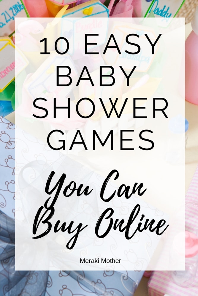 Need EASY baby shower games? Forget DIY baby shower games and order these premade baby shower games online. #pregnancy #babyshower #babyshowergames #babyshowerideas #babyshowergameideas #easybabyshowergames