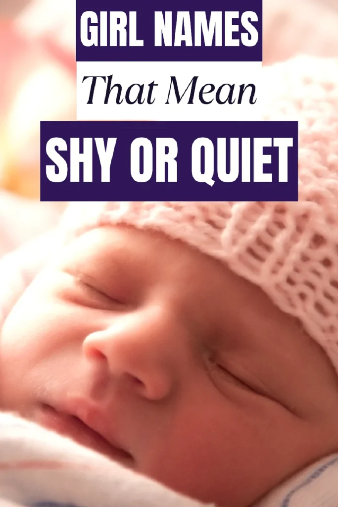 Sleeping baby with text Girl Names That Mean Shy or Quiet for naming ideas.