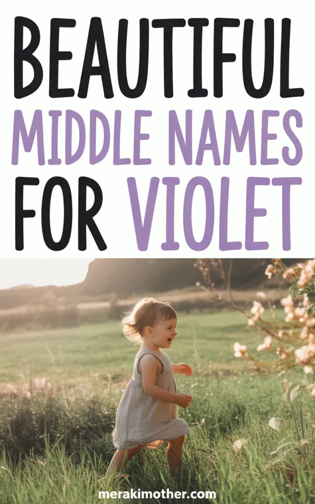 Cheerful child running in a field, featured in an article about beautiful middle names for Violet.