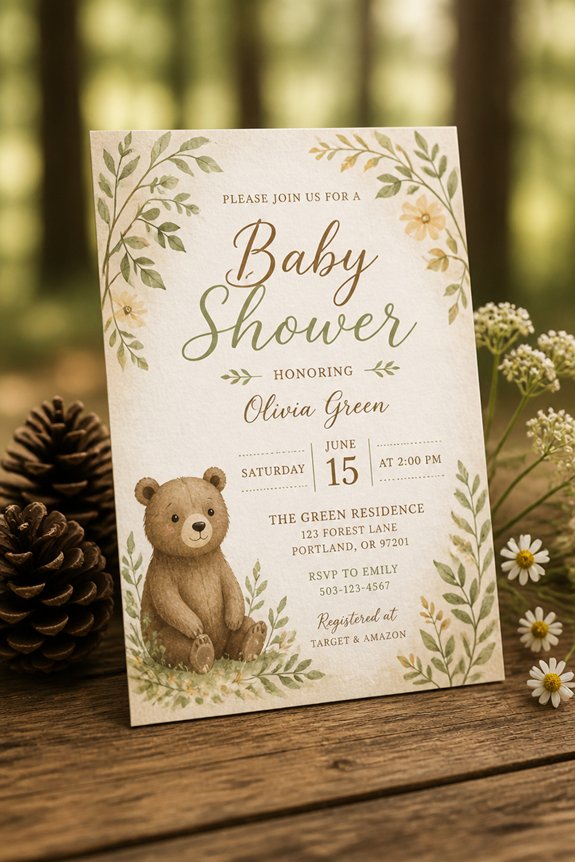 bear themed baby shower details