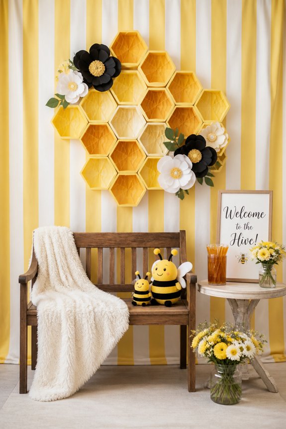 bee themed celebration photo area