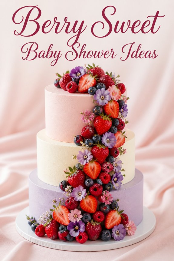 berry themed baby shower cake