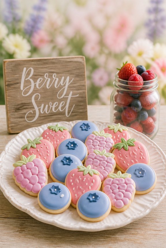 berry themed baby shower cookies