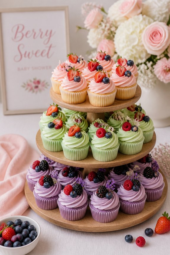 berry themed baby shower cupcakes