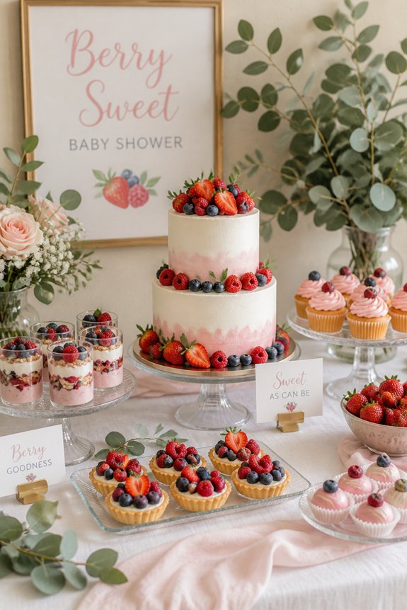 berry themed baby shower desserts