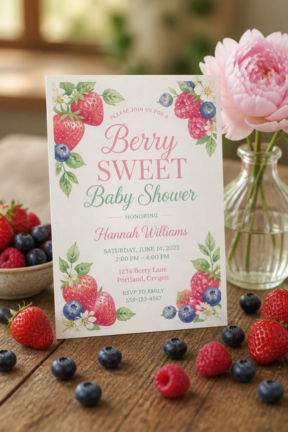 berry themed baby shower invitations