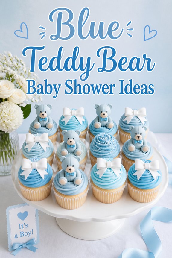 blue teddy bear cupcakes decor