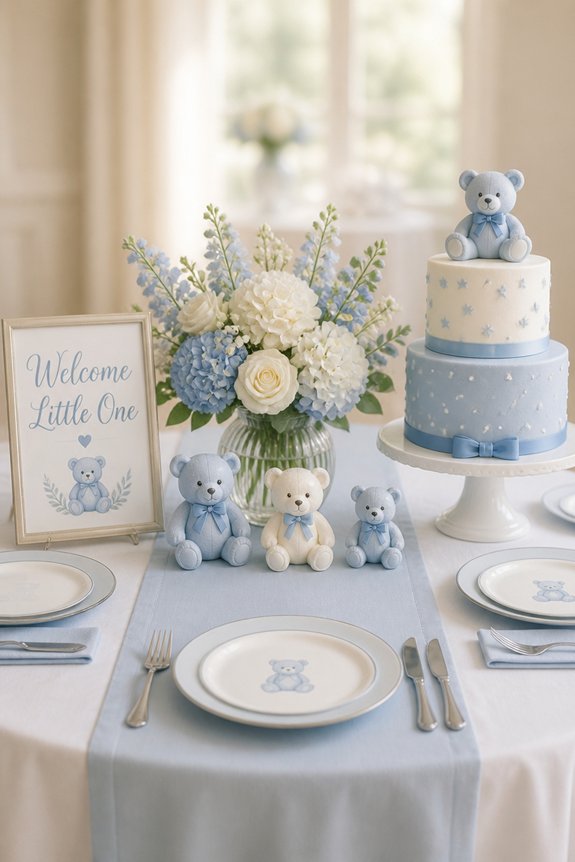 blue teddy bear table decorations