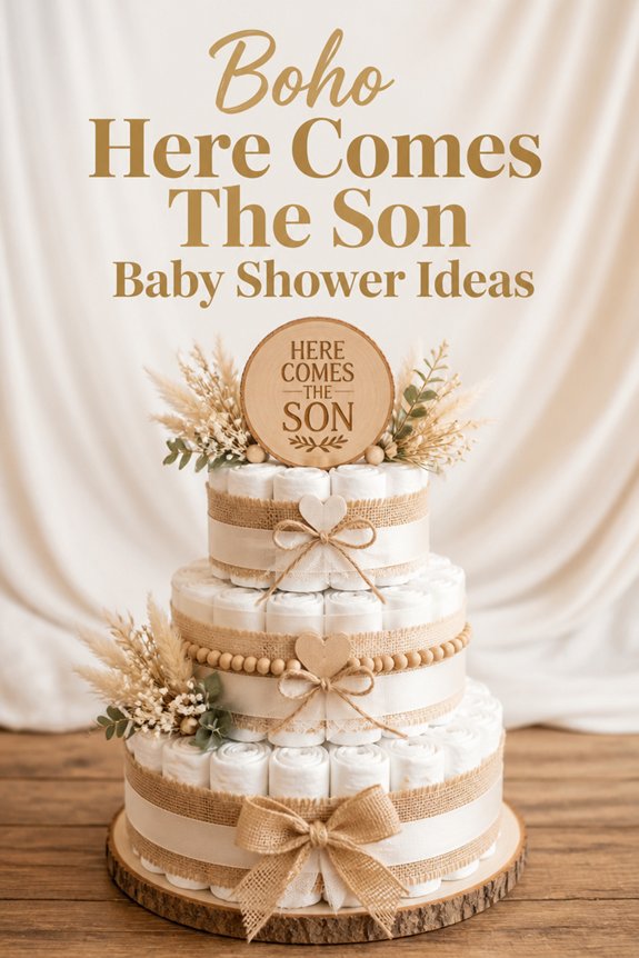 boho natural diaper centerpiece