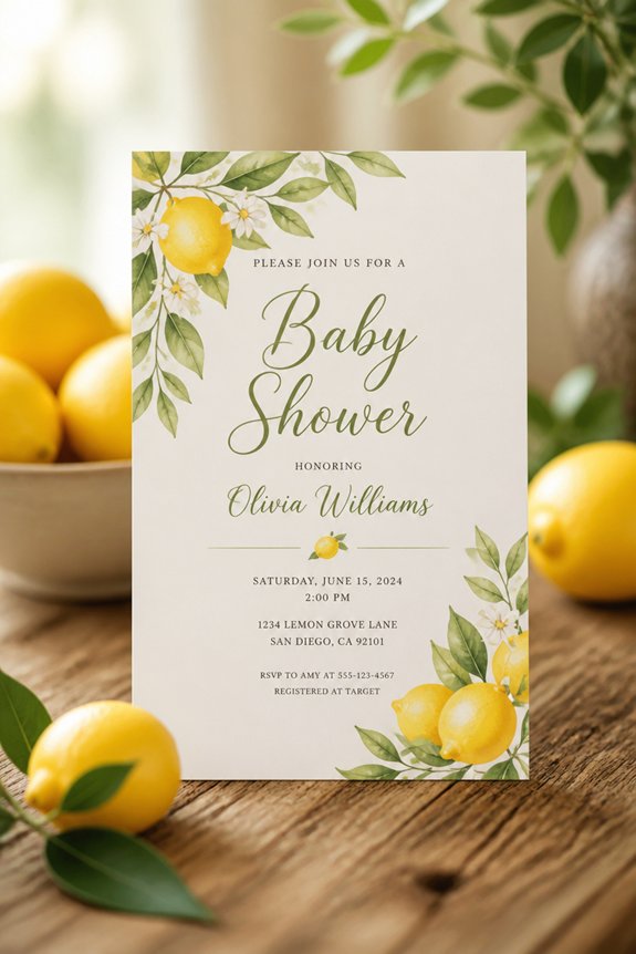 bright cheerful lemon themed invitations