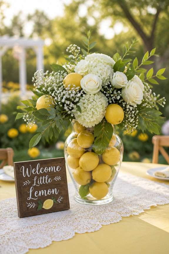 bright lemon themed baby decor
