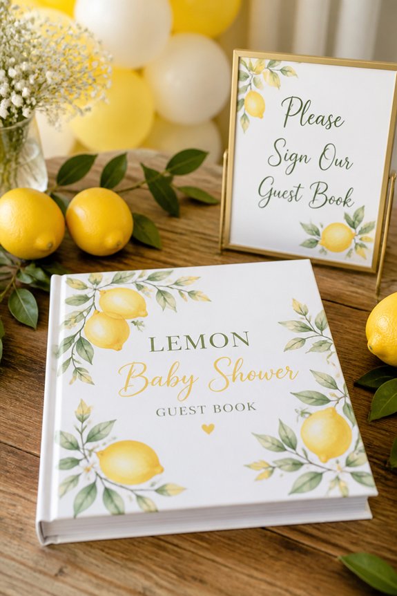 bright lemon themed guest book