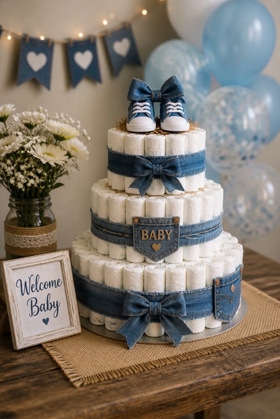 casual denim diaper centerpiece