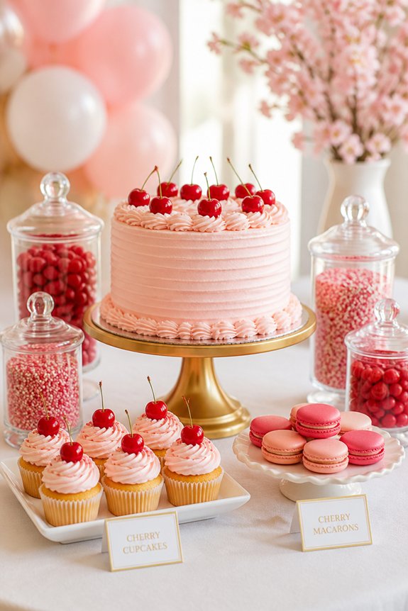 cherry themed sweet treats display