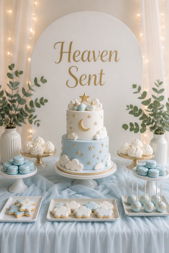 cloudy pastel dessert display
