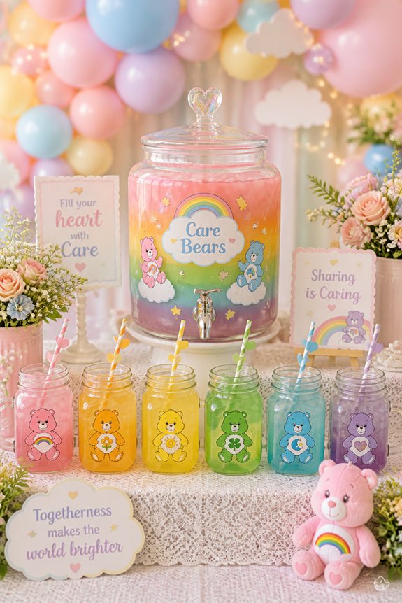 colorful bear themed drink display