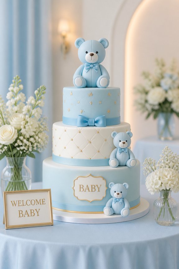 cozy blue teddy cake