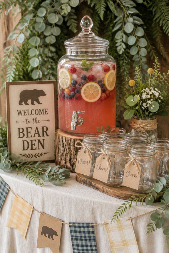 cute bear themed drink setup
