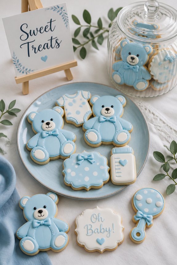 cute blue teddy cookies