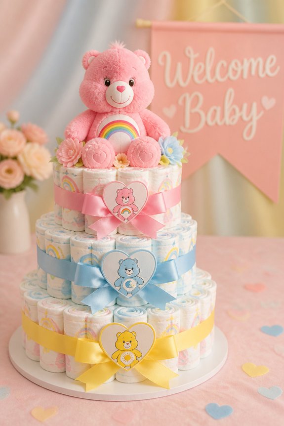 cute pastel diaper arrangement