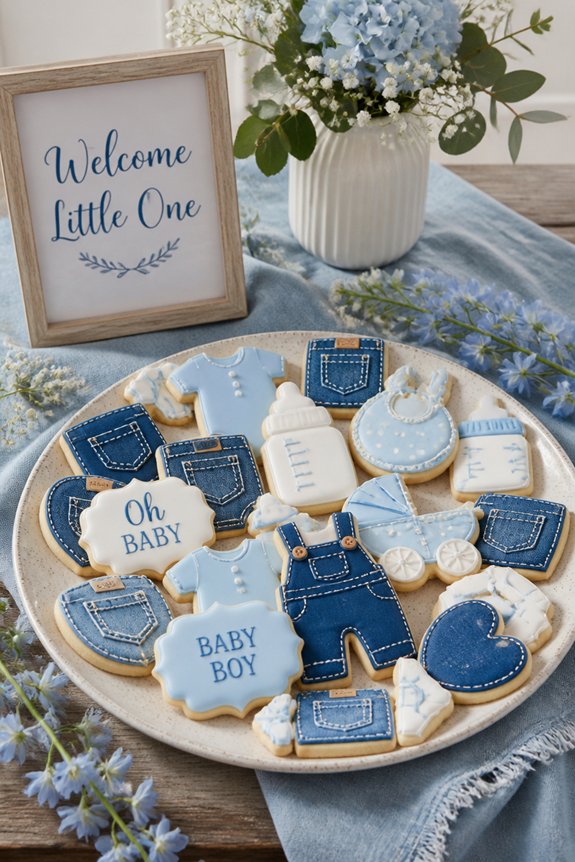 denim themed baby shower treats