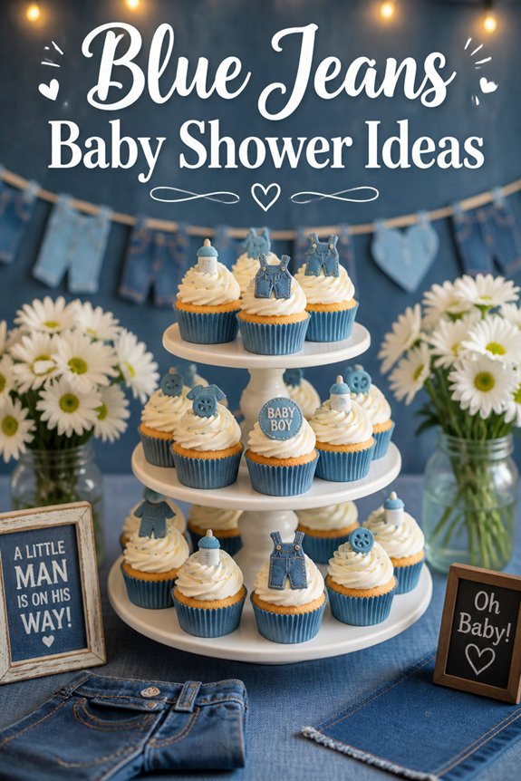 denim themed sweet cupcake decorations