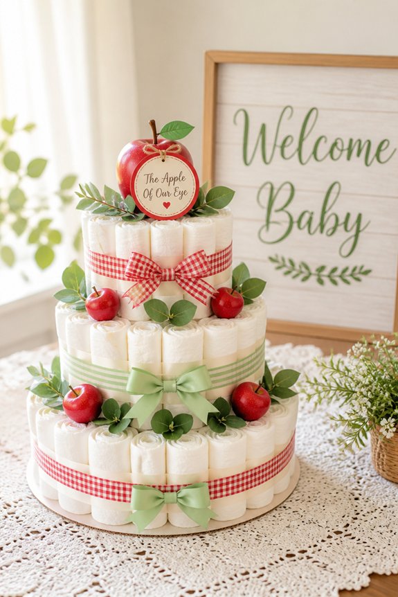 eye shaped diaper cake centerpiece