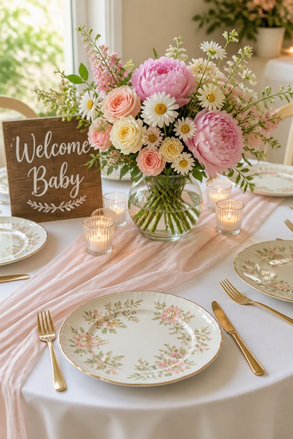 fresh floral baby shower decor