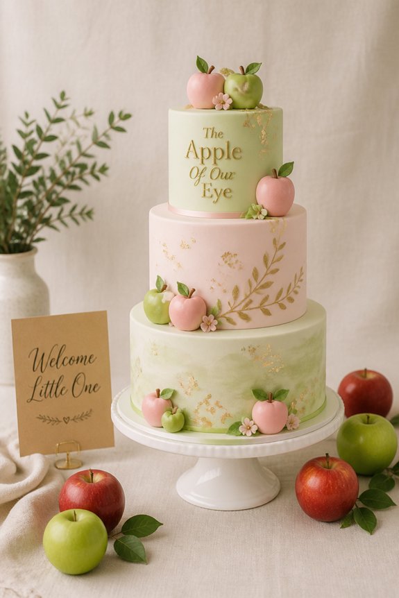glossy red apple themed cake